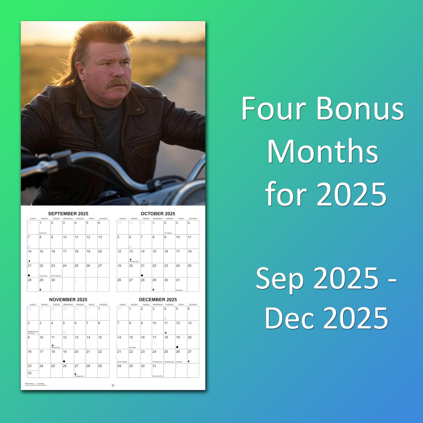 2026 Mullets Monthly Wall Calendar | 12" x 24" | White Elephant or Gag Gift Funny Calendar 2025-2026