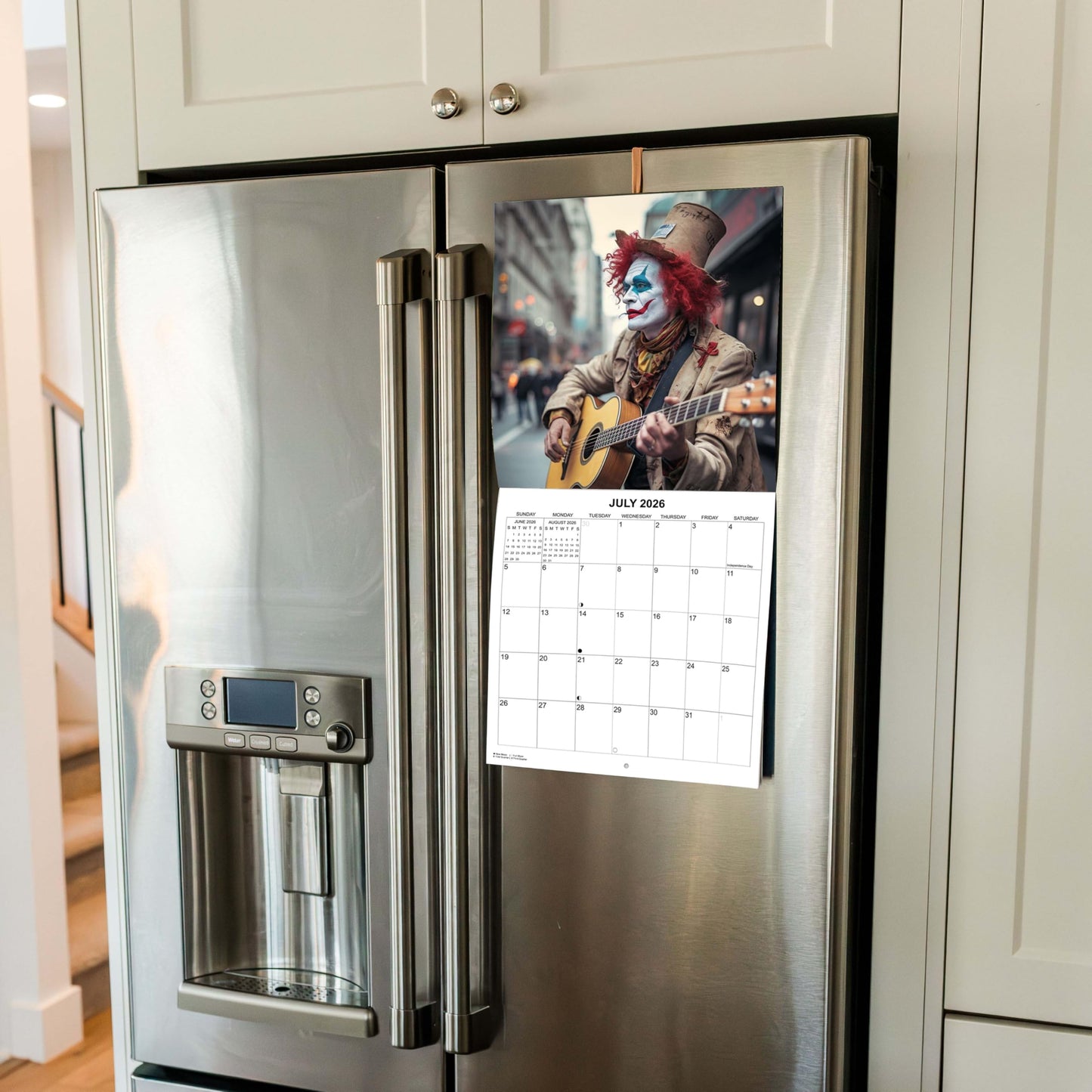 2026 Clowns in the Wild Monthly Wall Calendar | 12" x 24" | White Elephant Gag Gift Funny Creepy Clowns Calendar 2025-2026