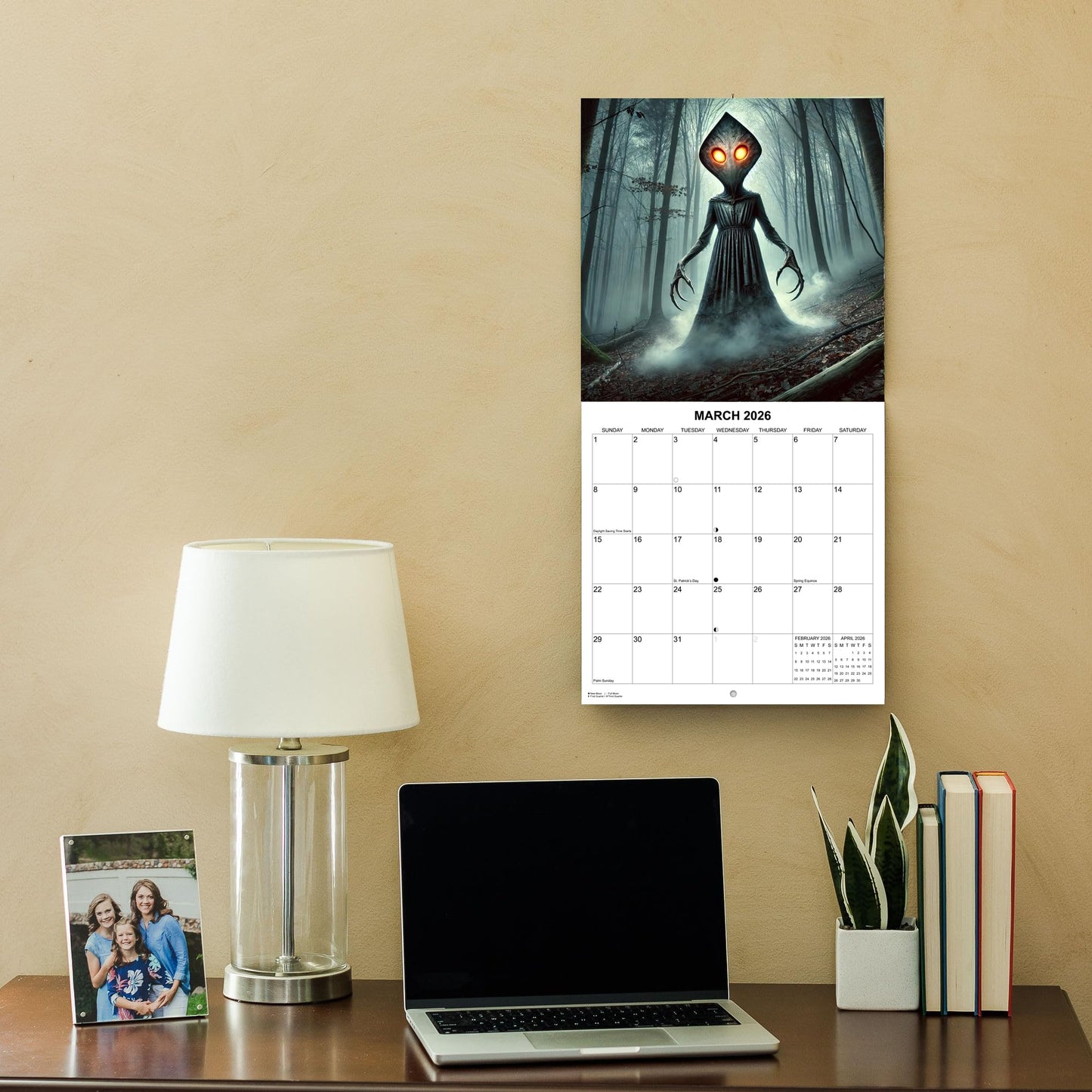 2026 Cryptids Monthly Wall Calendar - Illustrations of Bigfoot, Loch Ness Monster and Other Cryptids | 12" x 24" | Cryptozoology Calendar 2025-2026