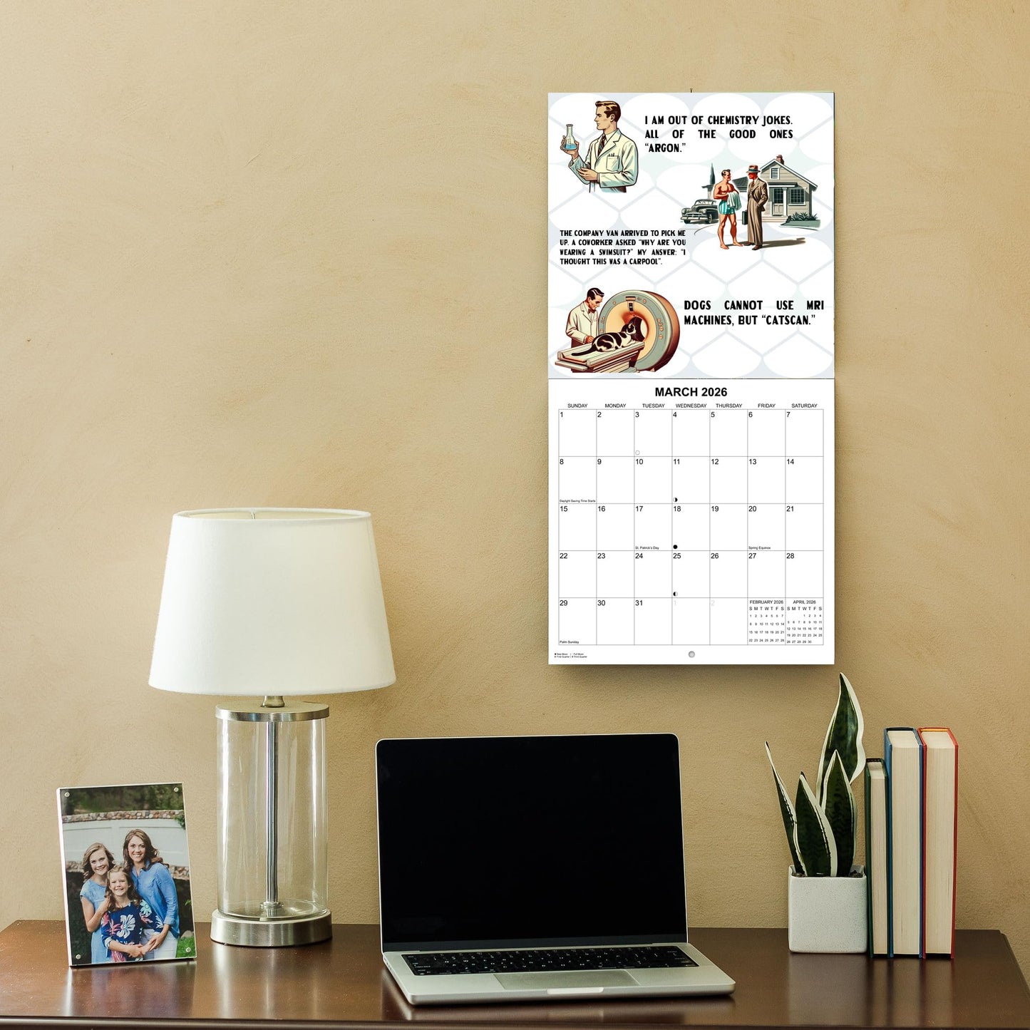 2026 Dad Jokes Monthly Wall Calendar | 12" x 24" | White Elephant or Gag Gift Funny Calendar 2025-2026