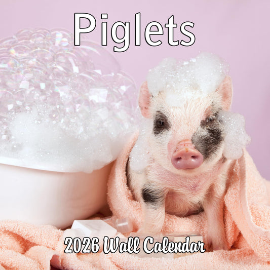 2026 Piglets Monthly Wall Calendar | 12" x 24" | Cute Animals Calendar 2025-2026