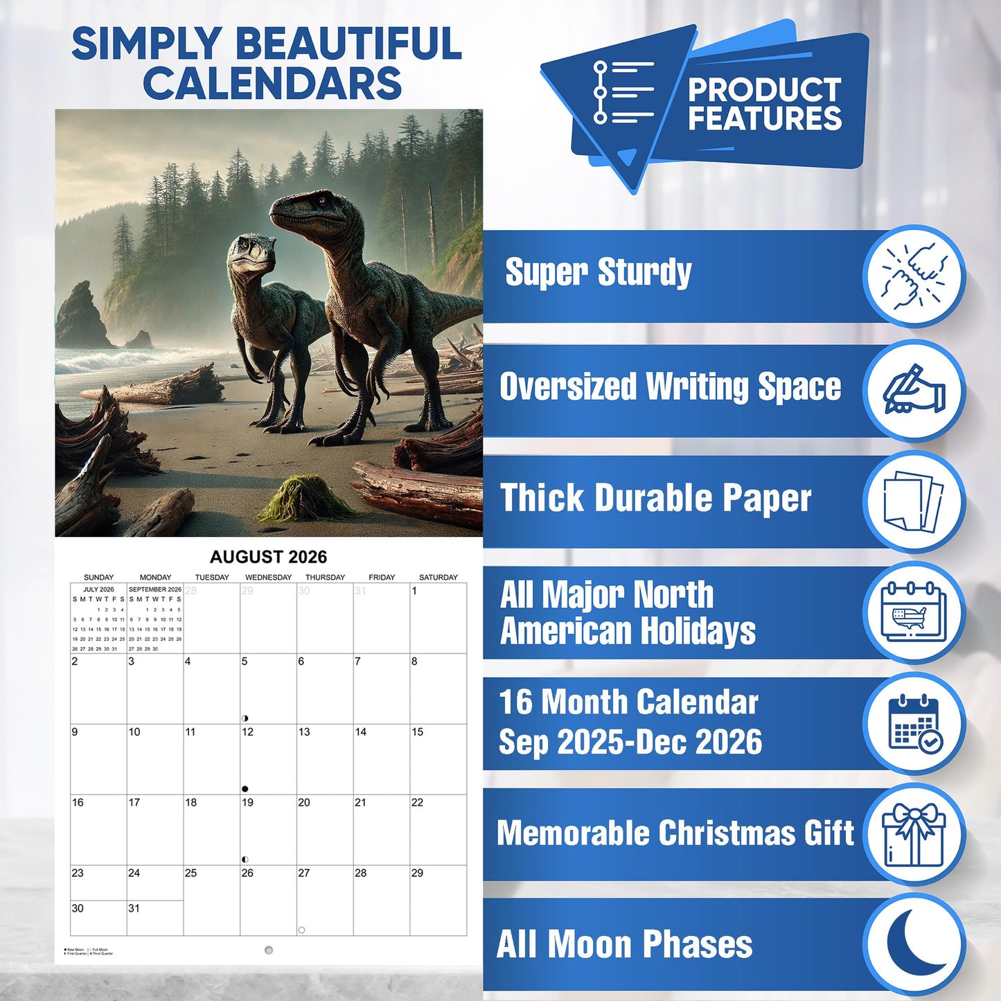 2026 Dinosaurs in National Parks Monthly Wall Calendar | 12" x 24" | Dinosaur Calendar 2025-2026