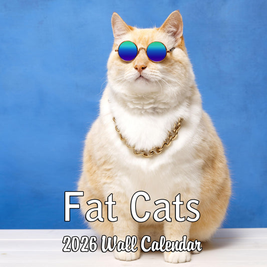 2026 Fat Cats Monthly Wall Calendar | 12" x 24" | Funny Cats Gag Gift or White Elephant Gift Calendar 2025-2026