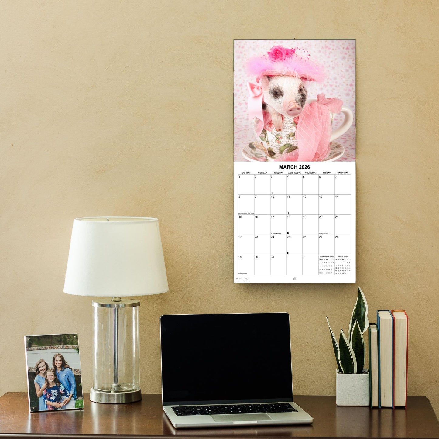 2026 Piglets Monthly Wall Calendar | 12" x 24" | Cute Animals Calendar 2025-2026