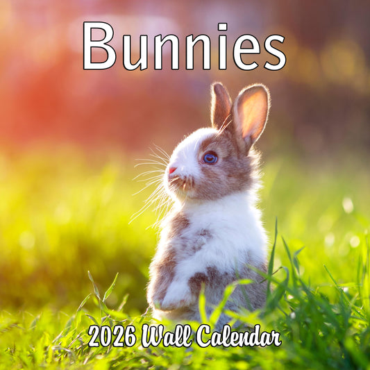 2026 Bunnies Monthly Wall Calendar - | 12" x 24" | Cute Animals Calendar 2025-2026