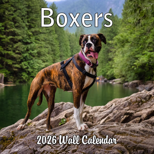 2026 Boxers Monthly Wall Calendar | 12" x 24" | Dogs Calendar September 2025- December 2026