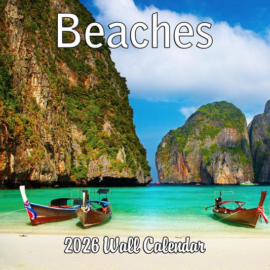 2026 Beaches Monthly Wall Calendar | 12" x 24" | Travel Calendar 2025-2026