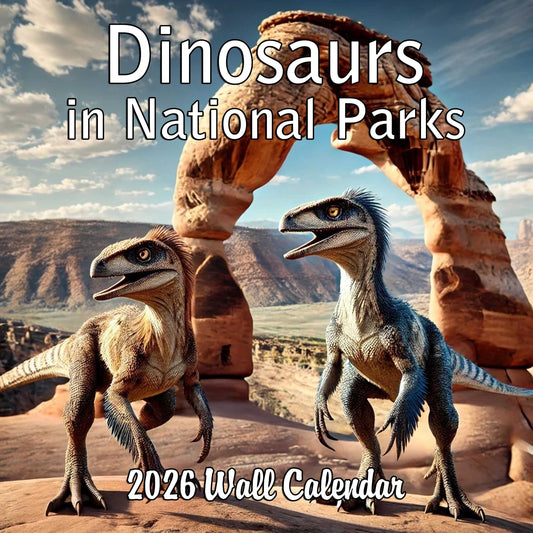 2026 Dinosaurs in National Parks Monthly Wall Calendar | 12" x 24" | Dinosaur Calendar 2025-2026