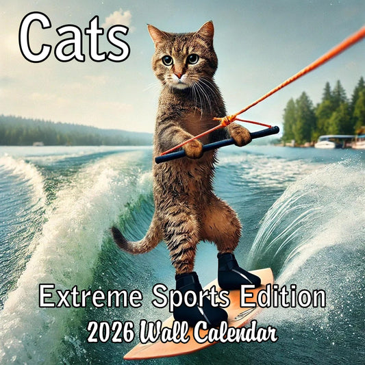 2026 Cats: Extreme Sports Edition Monthly Wall Calendar - Funny Cats doing Extreme Sports | 12" x 24" | Funny Cats Calendar 2025-2026