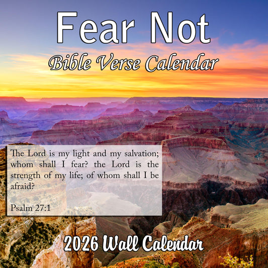 2026 Fear Not Bible Verses Monthly Wall Calendar | 12" x 24" | Religious Calendar 2025-2026