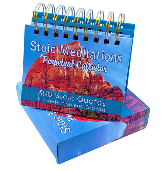 2025-2026 Stoic Meditations Perpetual Calendar: 366 Stoic Quotes for Reflection and Growth Daily Flip Calendar | Works for Any Year | Wise Sayings from Stoicism Philosophers | Philosophy Quotes Paired with Daily Photographs of Beautiful Landscapes and Wil