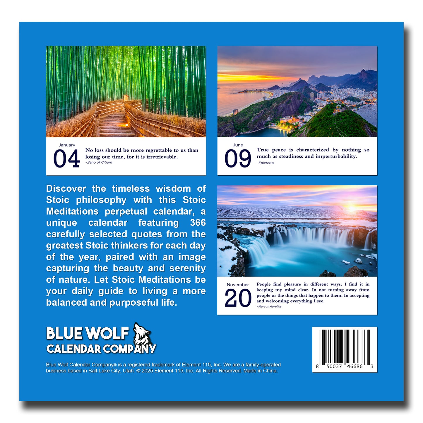 2025-2026 Stoic Meditations Perpetual Calendar: 366 Stoic Quotes for Reflection and Growth Daily Flip Calendar | Works for Any Year | Wise Sayings from Stoicism Philosophers | Philosophy Quotes Paired with Daily Photographs of Beautiful Landscapes and Wil