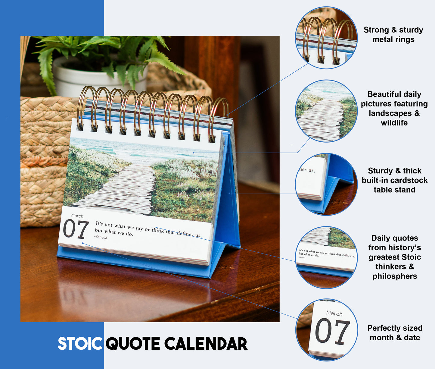 2025-2026 Stoic Meditations Perpetual Calendar: 366 Stoic Quotes for Reflection and Growth Daily Flip Calendar | Works for Any Year | Wise Sayings from Stoicism Philosophers | Philosophy Quotes Paired with Daily Photographs of Beautiful Landscapes and Wil
