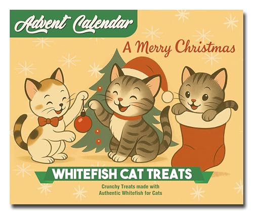 2025 Christmas Cat Advent Calendar for Cats | 24 Days of Crunchy Whitefish Flavored Crunchy Cat Treats