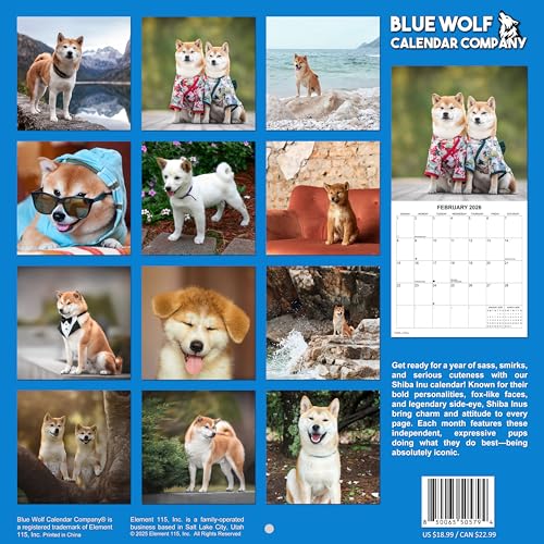 2026 Shiba Inus Monthly Wall Calendar | 12" x 24" | Dogs Calendar 2025-2026