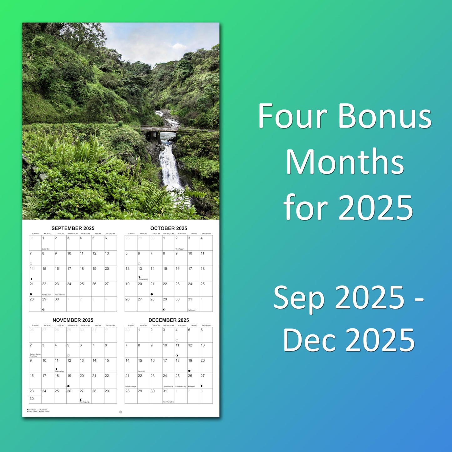 2026 Road to Hana Maui Hawaii Monthly Wall Calendar | 12" x 24" | Travel Calendar 2025-2026