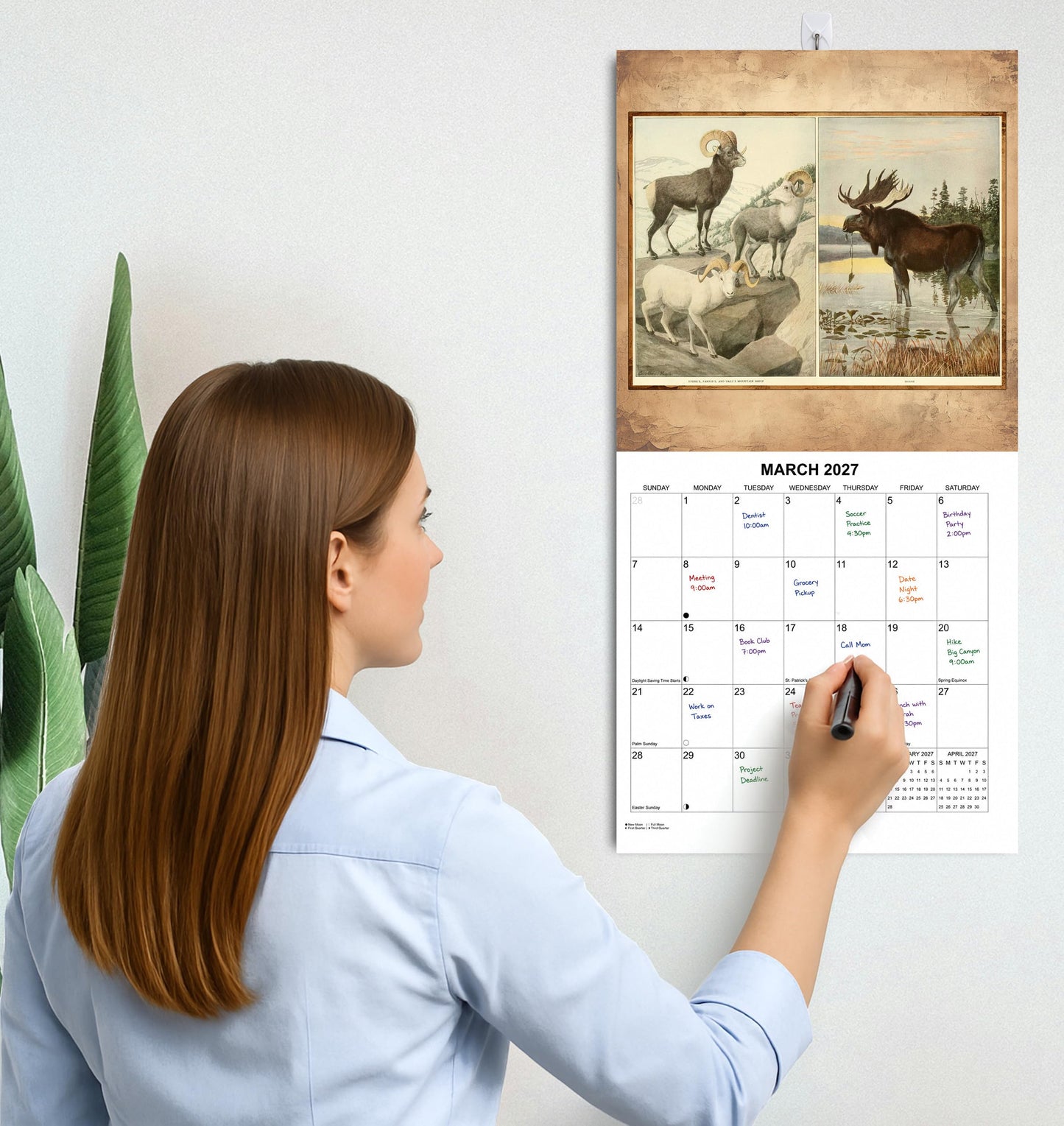 2027 Vintage Animal Illustrations Monthly Wall Calendar | Retro Animal Art Calendar 2026-2027