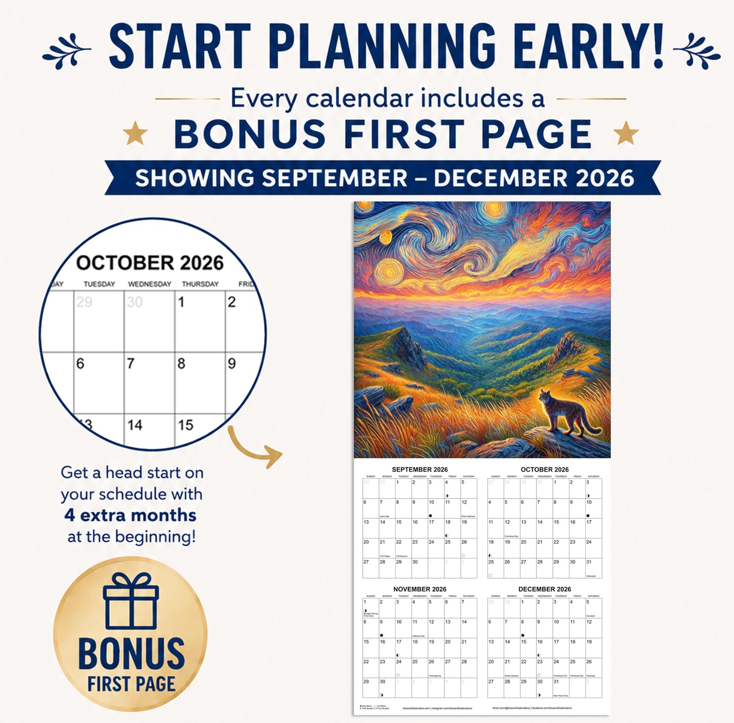 2027 National Parks through the Eyes of Van Gogh Monthly Wall Calendar - Art from America's National Parks in the Style of Vincent Van Gogh  | Impressionist Style Paintings Calendar 2026-2027