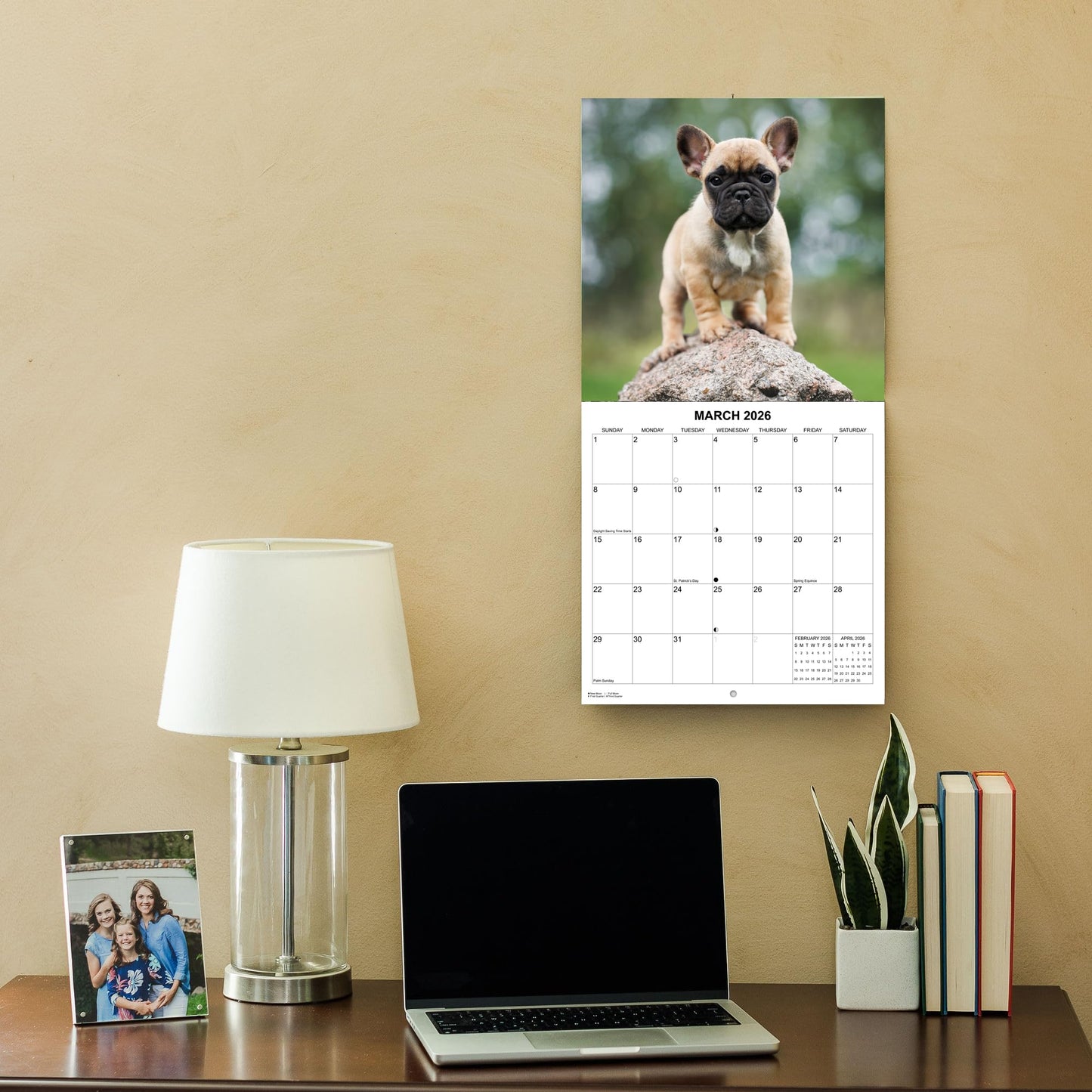 2026 French Bulldogs Monthly Hangable Wall Calendar | 12" x 24" | September 2025 - December 2026 Dog Calendar
