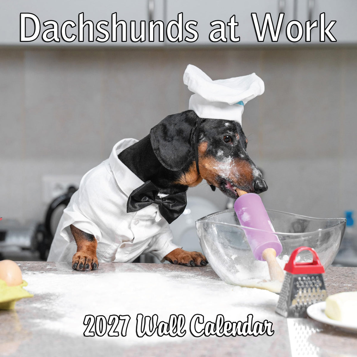 2027 Dachshunds at Work Weiner Dog Monthly Wall Calendar | Funny Wiener Dog Calendar September 2026 - December 2027