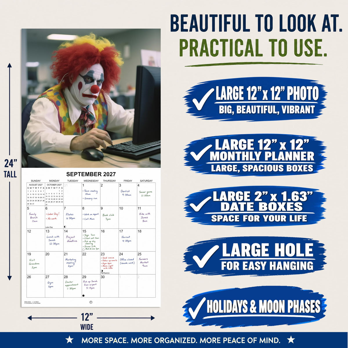 2027 Creepy Clowns in the Wild Wall Calendar - Funny Gag Gift | Creepy Clowns Doing Everday Things Gift Calendar 2026-2027