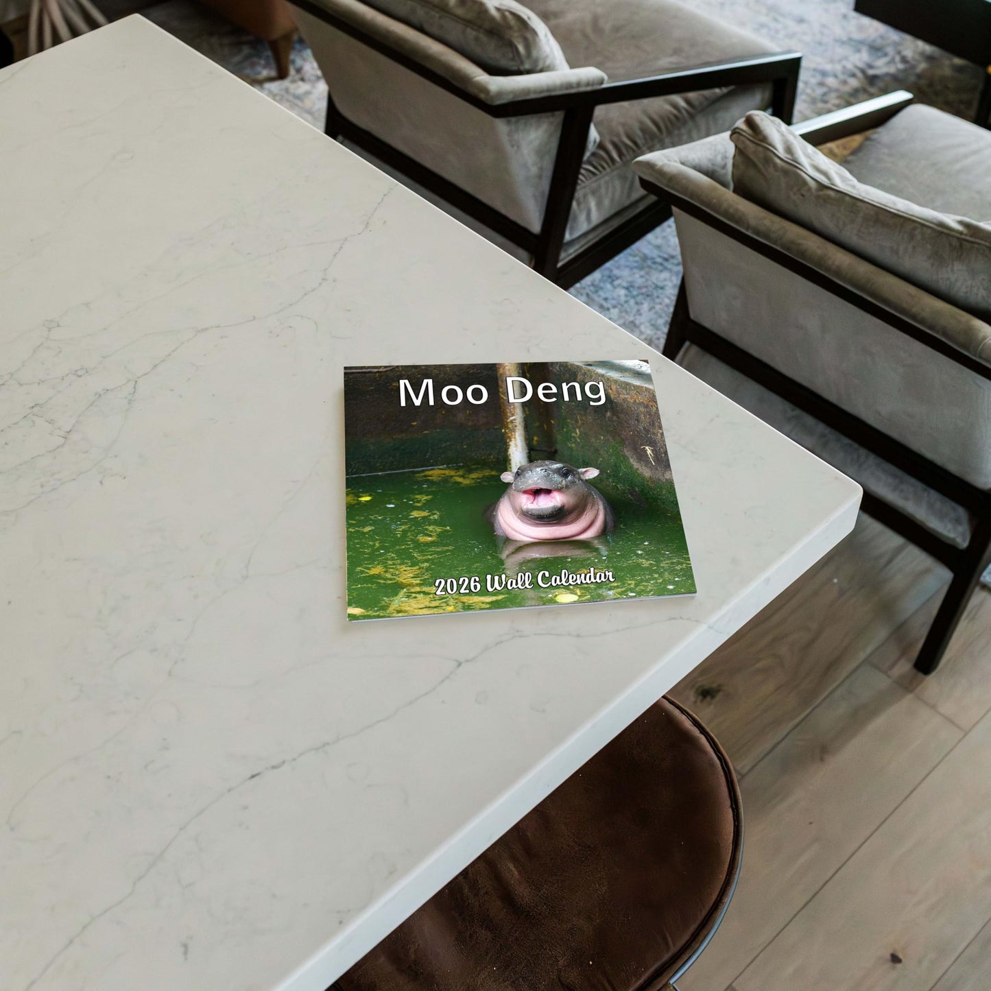 2026 Moo Deng Monthly Wall Calendar | 12" x 24" | Thai Pygmy Hippopotamus Calendar 2025-2026