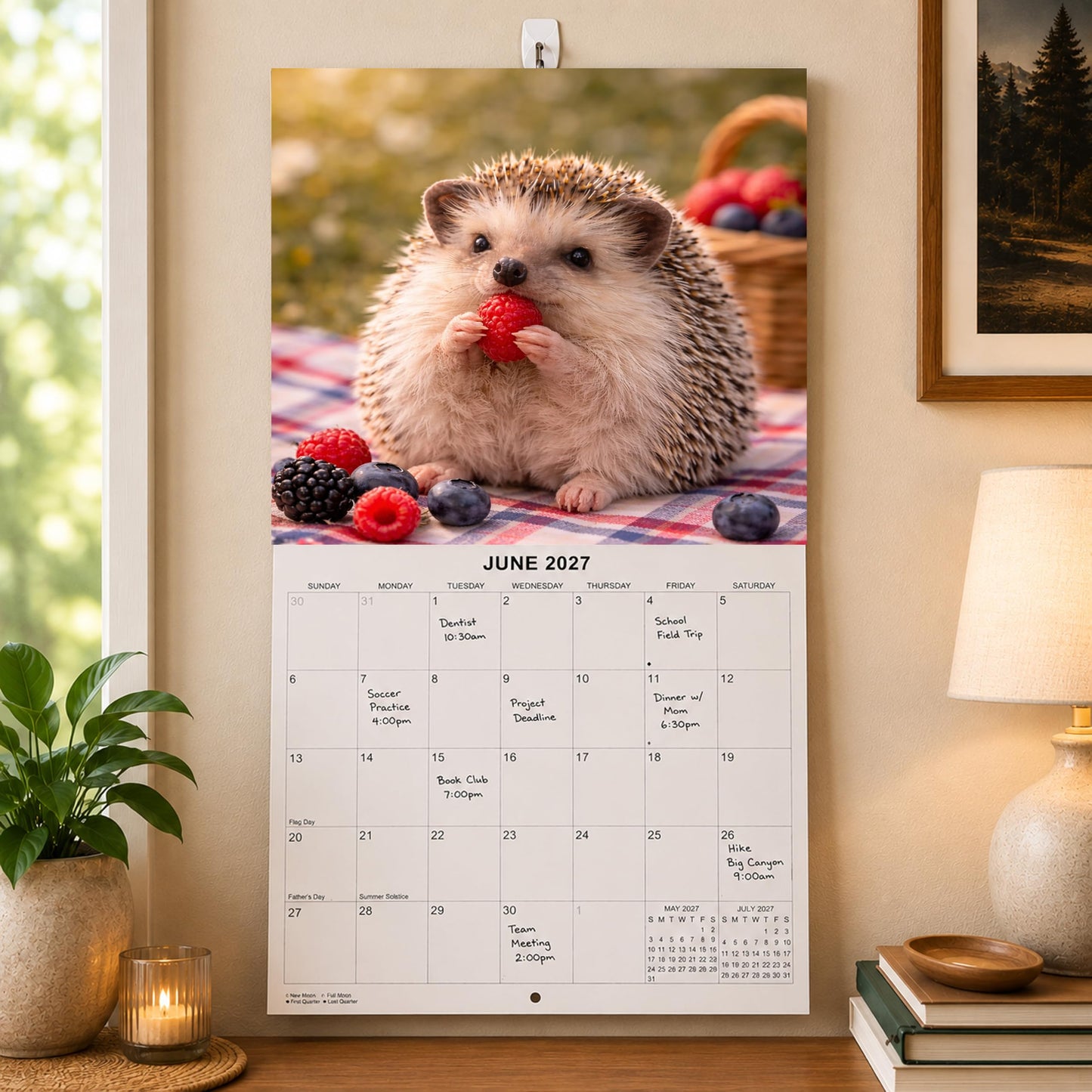 2027 Hedgehogs Monthly Wall Calendar | Cute Animals Calendar 2026-2027