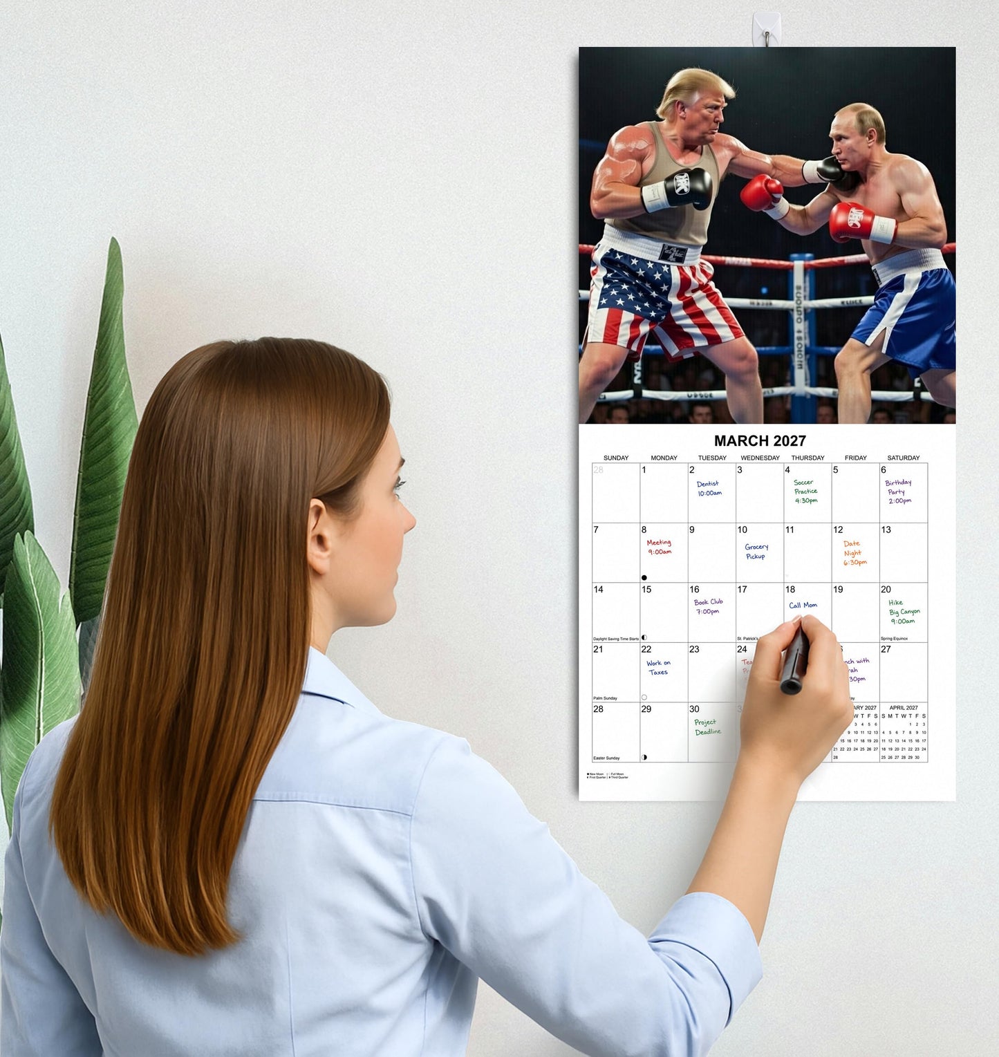 Based Trump Funny Monthly Wall Calendar 2027 | 12" x 24" | Prank Gift White Elephant or Gag Gift Calendar 2026-2027