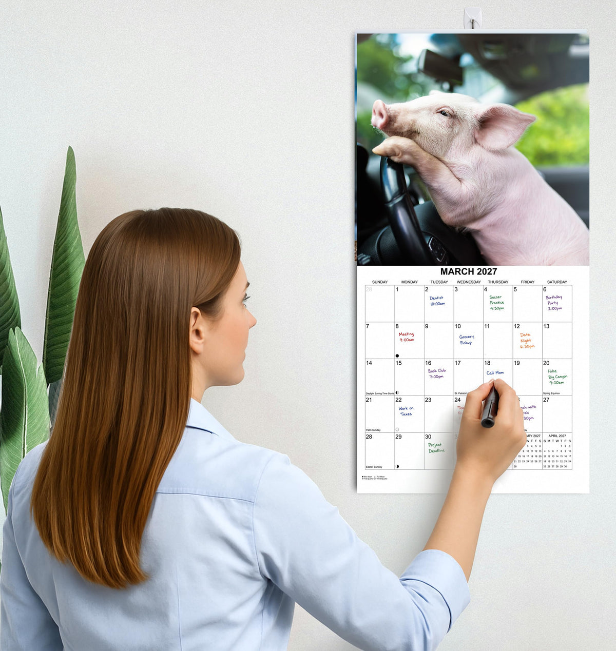 2027 Piglets Monthly Wall Calendar | Cute Baby Pigs Animal Calendar 2026-2027
