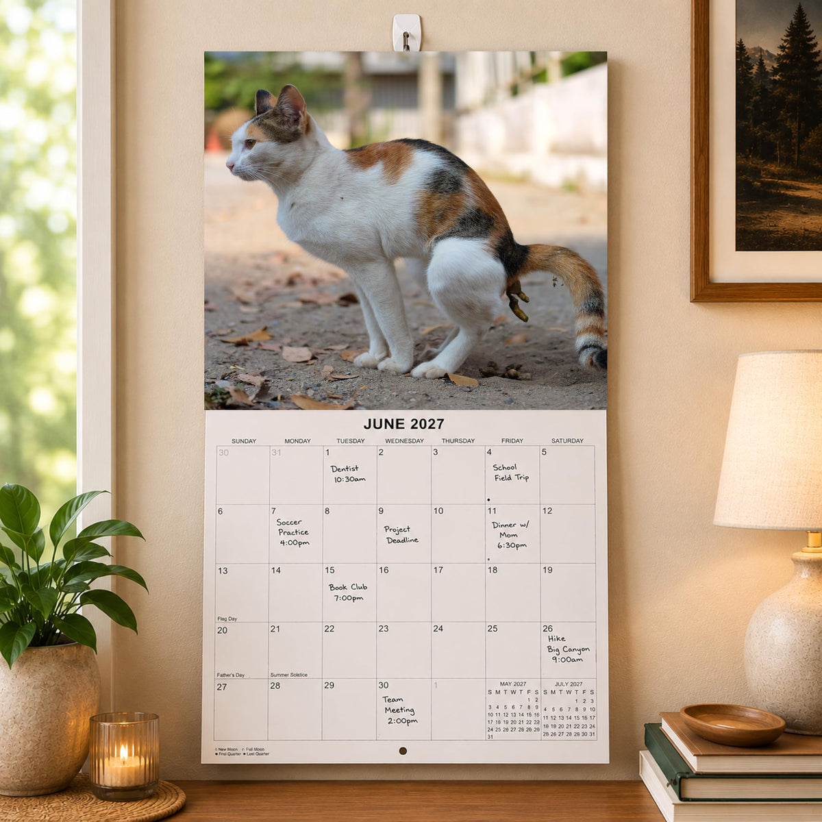 2027 Fecal Felines Monthly Wall Calendar - Pooping Cats Calendar | 2027 Prank Gift White Elephant or Gag Gift Calendar 2026-2027