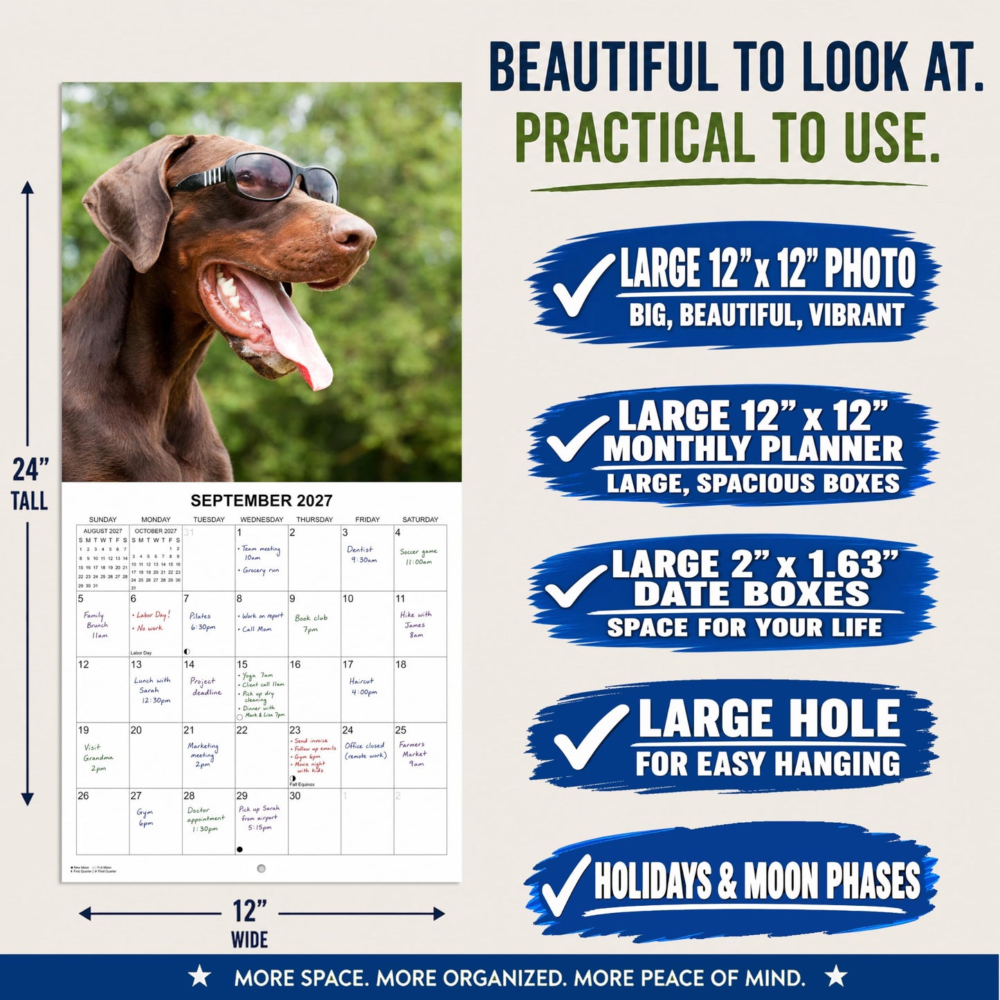 2027 Doberman Pinschers Monthly Wall Calendar | Dog Calendar September 2026 - December 2027