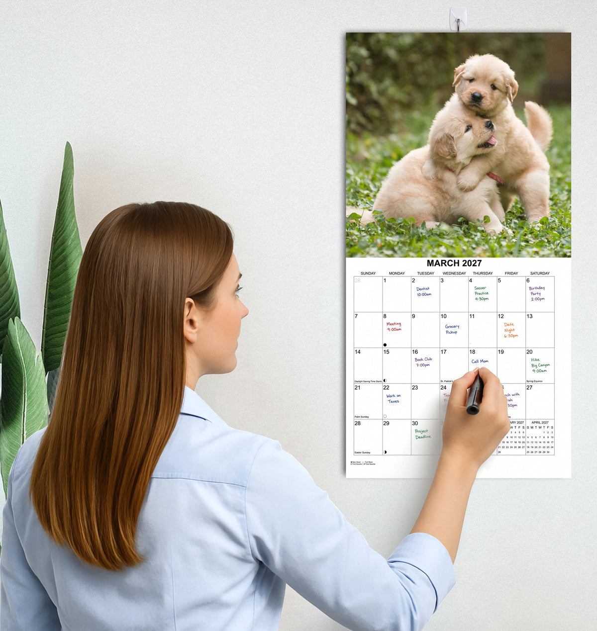 2027 Golden Retrievers Monthly Wall Calendar | Cute Dogs Calendar September 2026 - December 2027