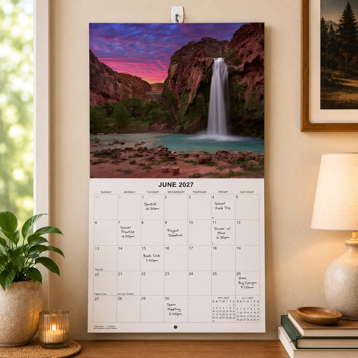2027 Waterfalls Monthly Wall Calendar | Travel Calendar 2026-2027