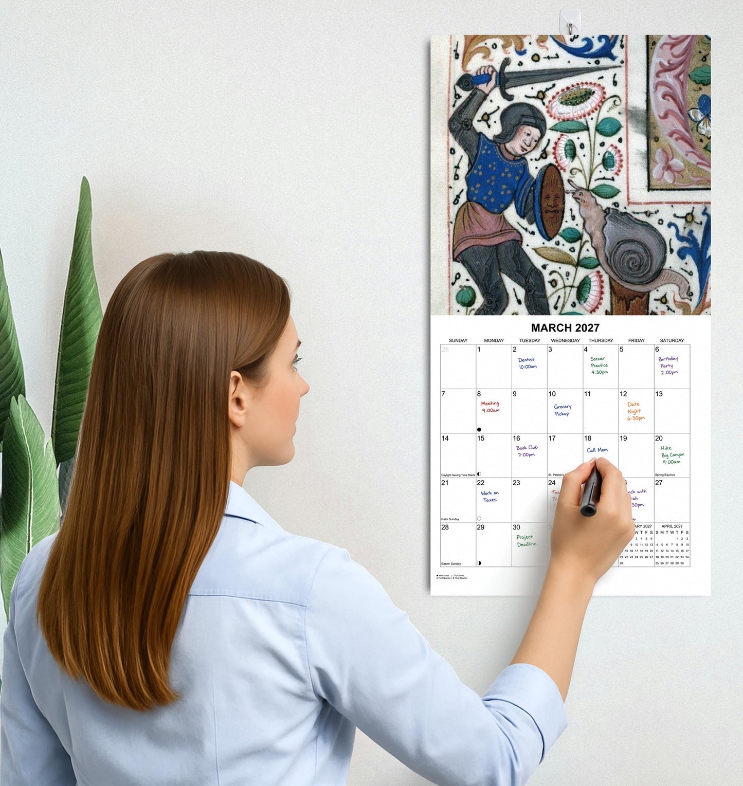 2027 Medieval Snail Battles Illustrations White Elephant Monthly Wall Calendar - Funny Gag Gift | Prank Gift Calendar 2026-2027