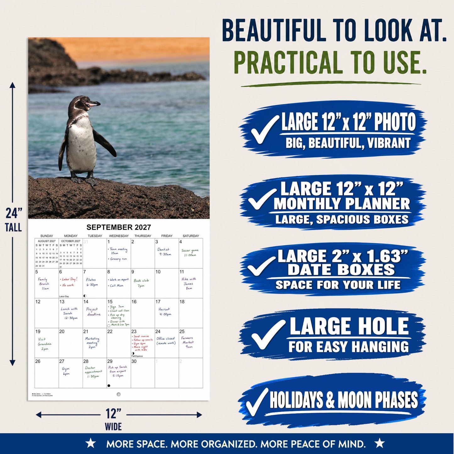 2027 Penguins Monthly Wall Calendar | Cute Animals Calendar 2026-2027