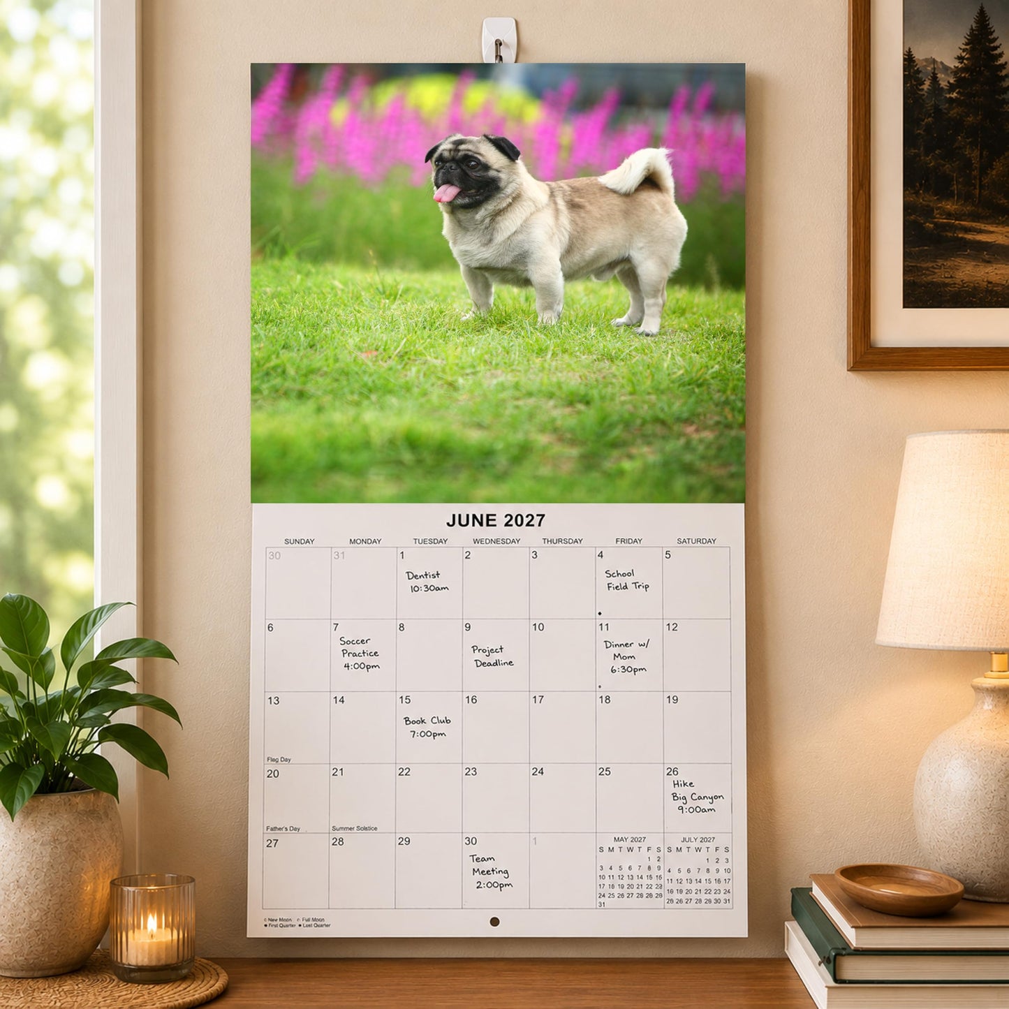 2027 Pugs Monthly Wall Calendar | Cute Dogs Calendar September 2026 - December 2027