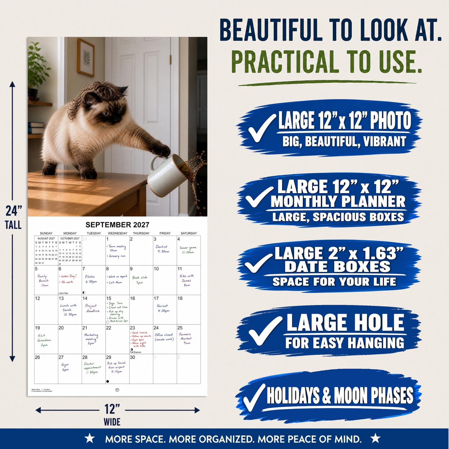 2027 Cats with Mullets White Elephant Monthly Wall Calendar - Funny Gag Gift | Prank Gift Calendar 2026-2027
