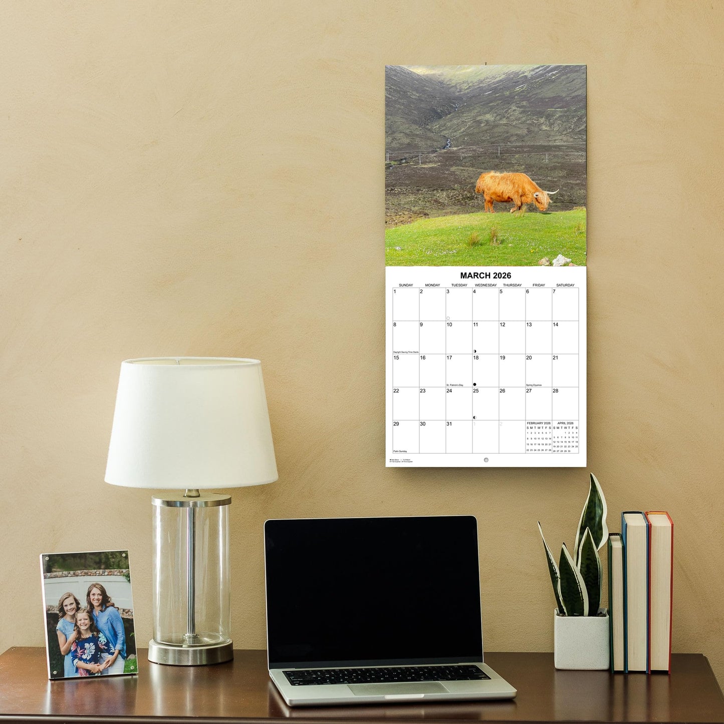 2026 Highland Cows Monthly Wall Calendar | 12" x 24" | Animals Calendar 2025-2026