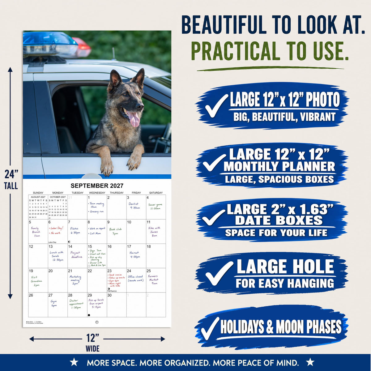 2027 German Shepherds Monthly Wall Calendar | Dog Calendar September 2026 - December 2027