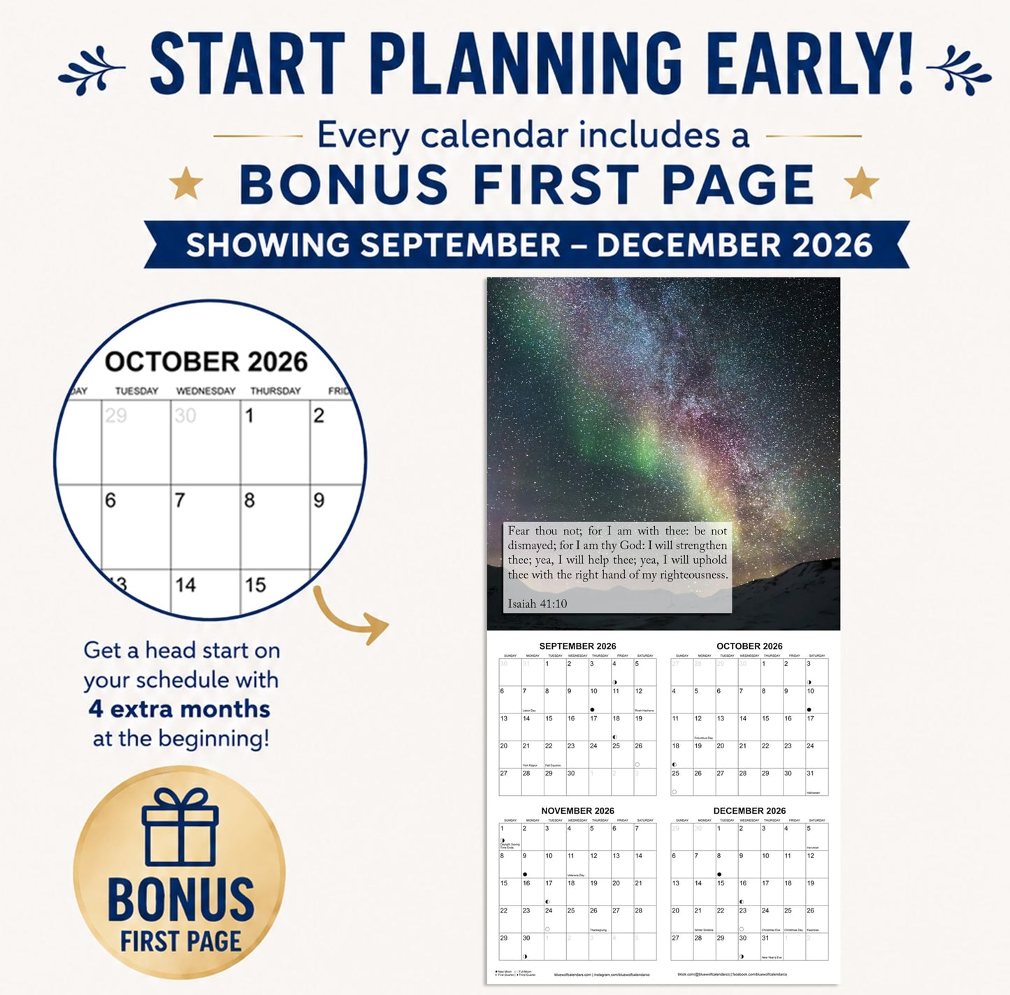 2027 God's Promises Bible Verses Monthly Wall Calendar | Christian Calendar 2026-2027