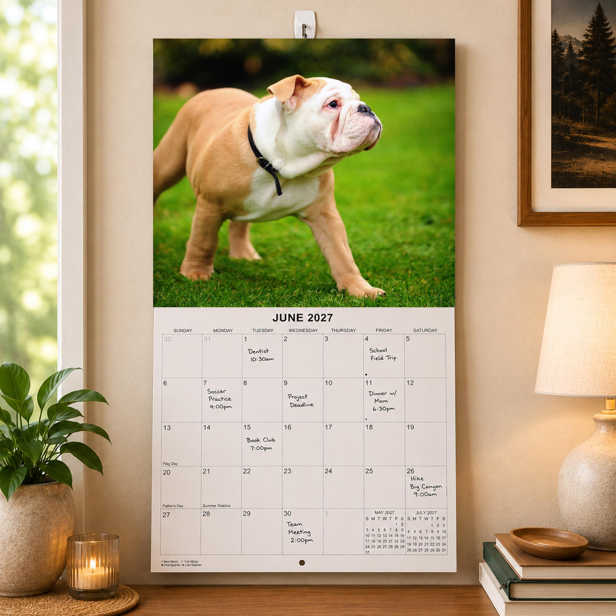 2027 English Bulldogs Monthly Wall Calendar | Cute Dogs Calendar September 2026 - December 2027