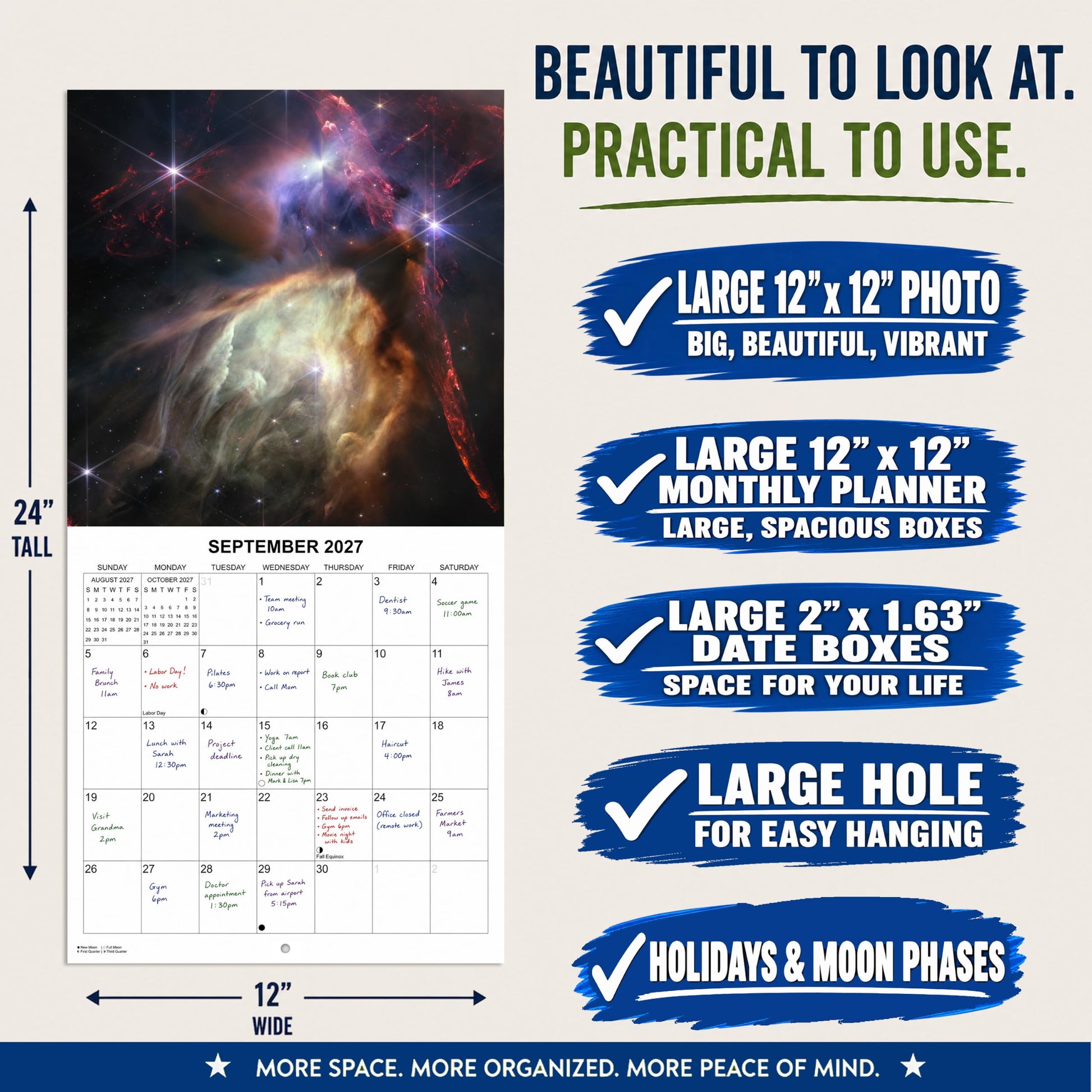2027 Cosmos Wall Calendar | 12" x 24" | Images from the James Webb Space Telescope Calendar 2026-2027