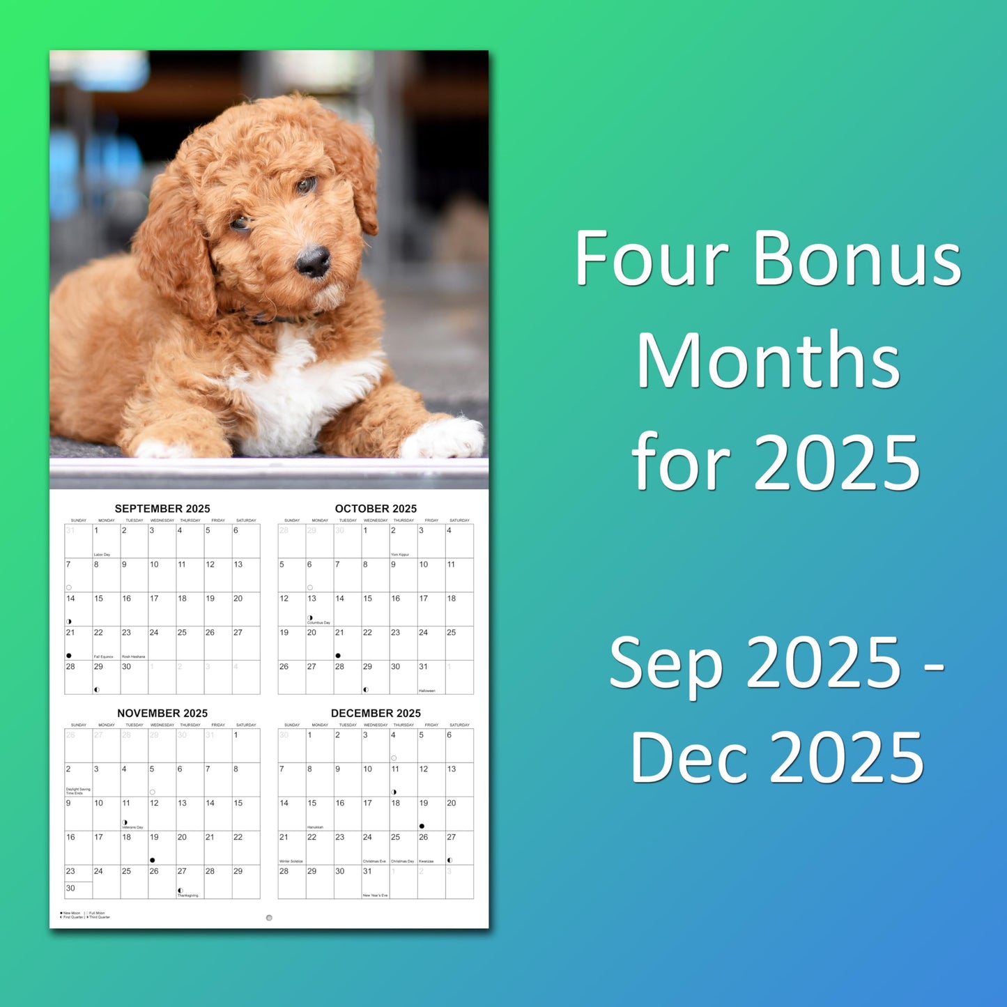 2026 Goldendoodles Monthly Wall Calendar | 12" x 24" | Dogs Calendar September 2025- December 2026