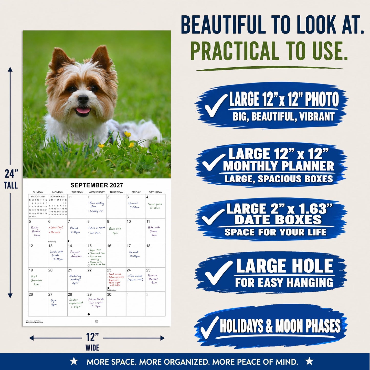2027 Yorkies Monthly Wall Calendar | Yorkshire Terrier Calendar September 2026 - December 2027