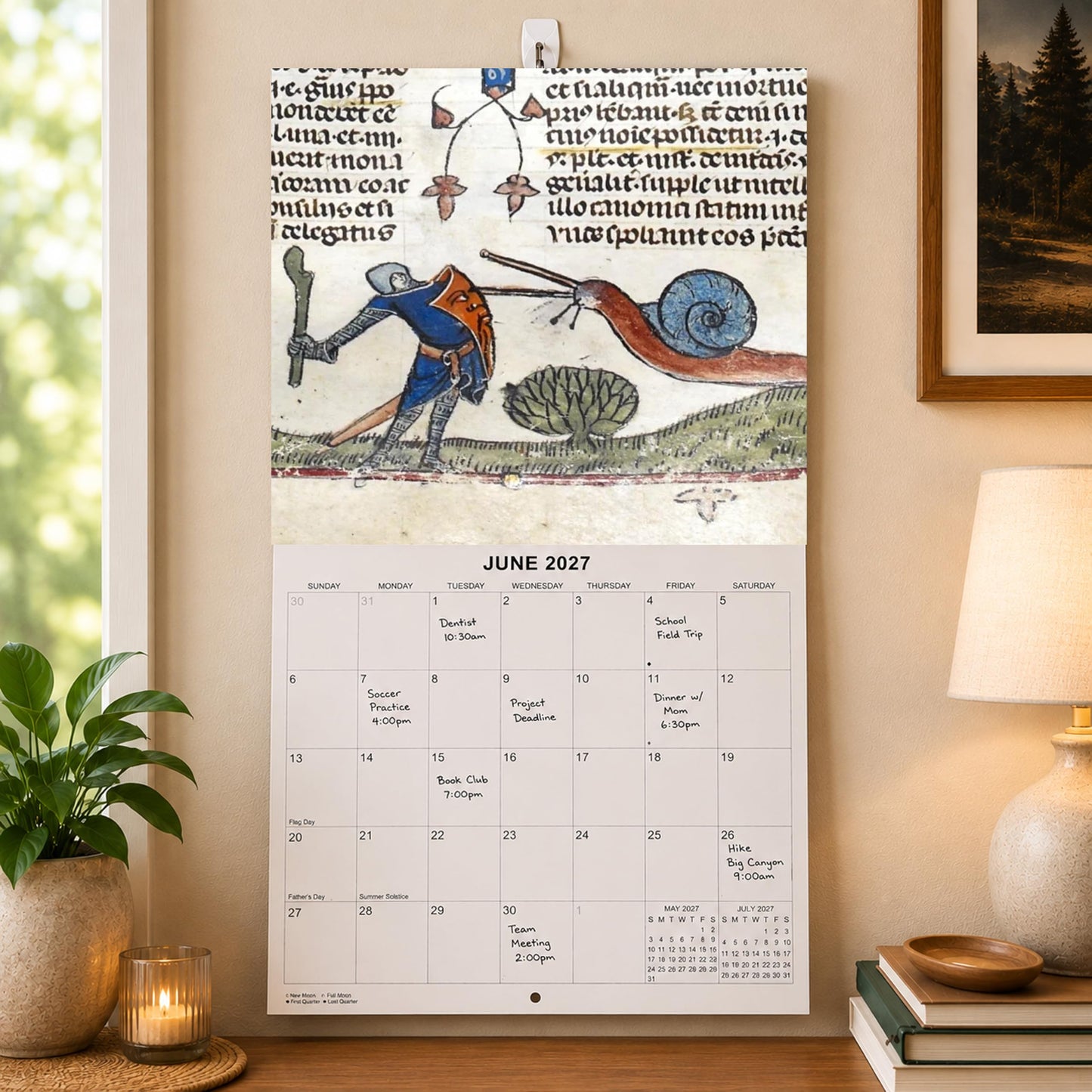 2027 Medieval Snail Battles Illustrations White Elephant Monthly Wall Calendar - Funny Gag Gift | Prank Gift Calendar 2026-2027