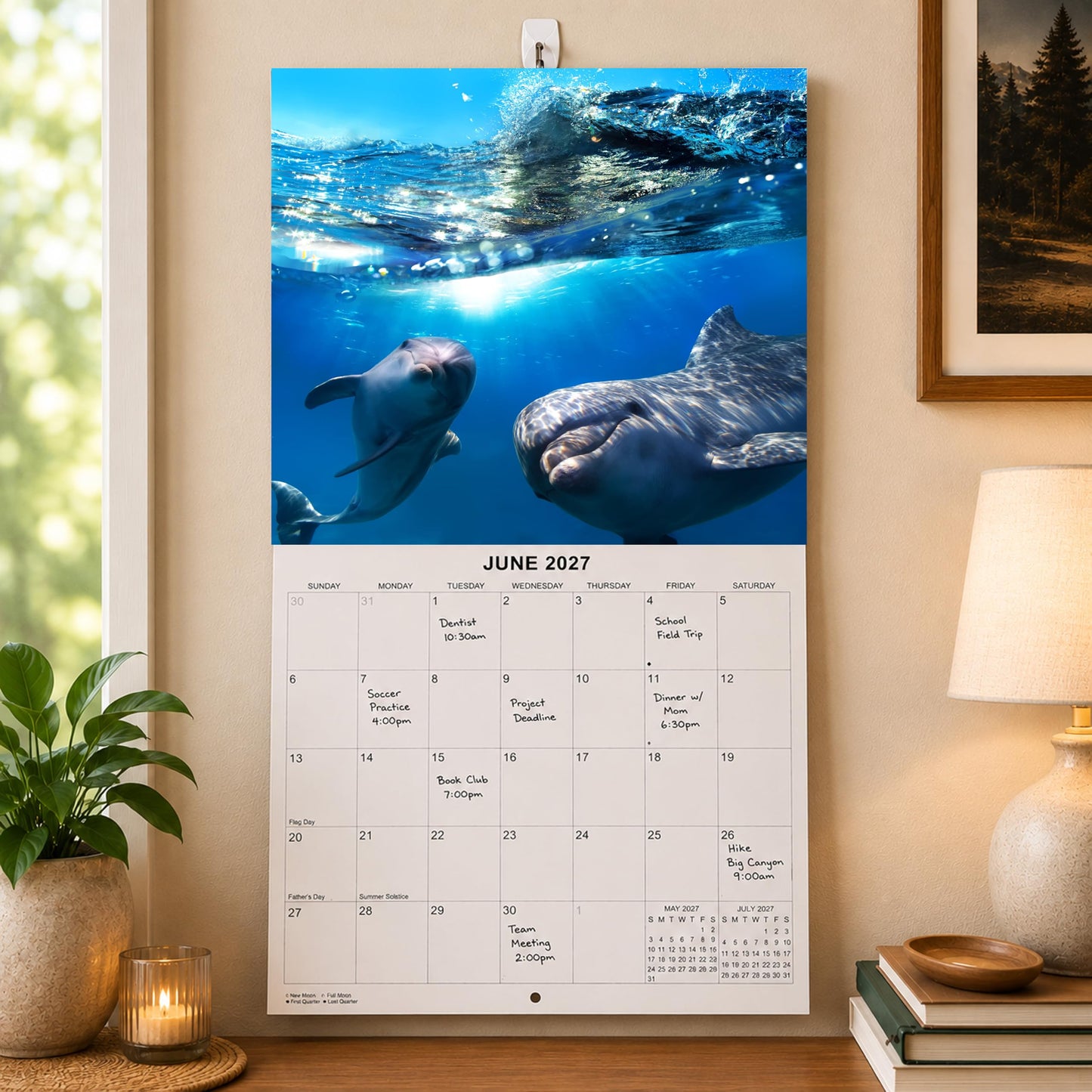 2027 Dolphins Monthly Wall Calendar | Animals Calendar 2026-2027