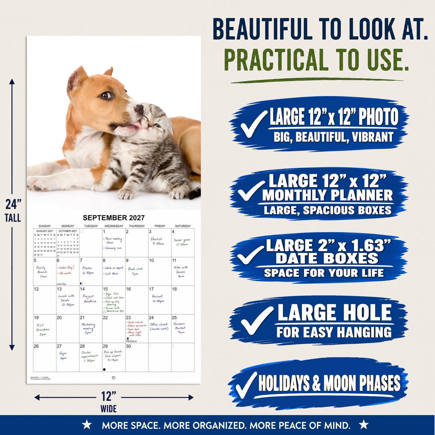 2027 Dog & Cat Friends Monthly Wall Calendar | Cute Animals Calendar 2026-2027