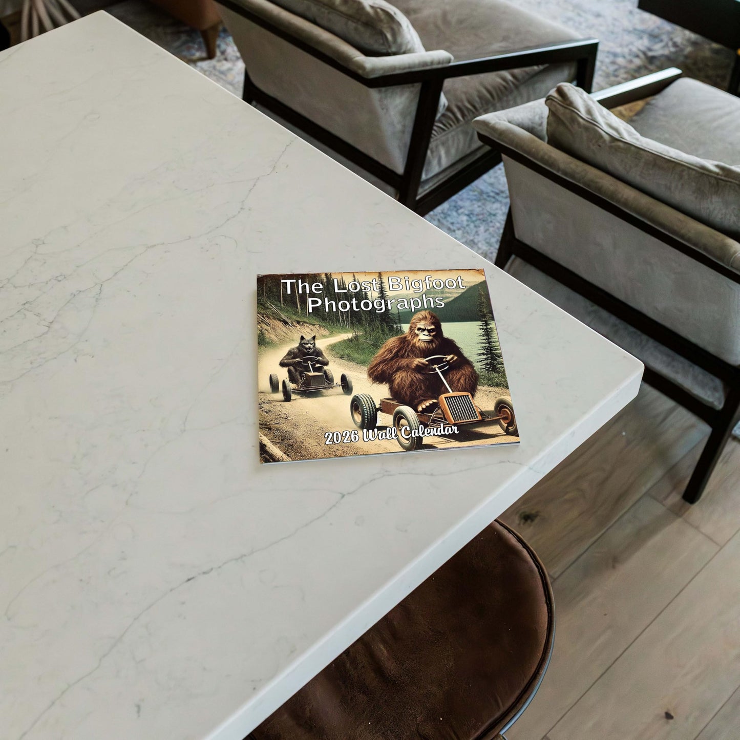 2026 The Lost Bigfoot Photographs Monthly Wall Calendar - "Recently Uncovered Vintage Pictures" of Bigfoot Doing Funny Things | 12" x 24" | Thick Sturdy Paper | White Elephant or Gag Gift Funny Calendar 2025-2026