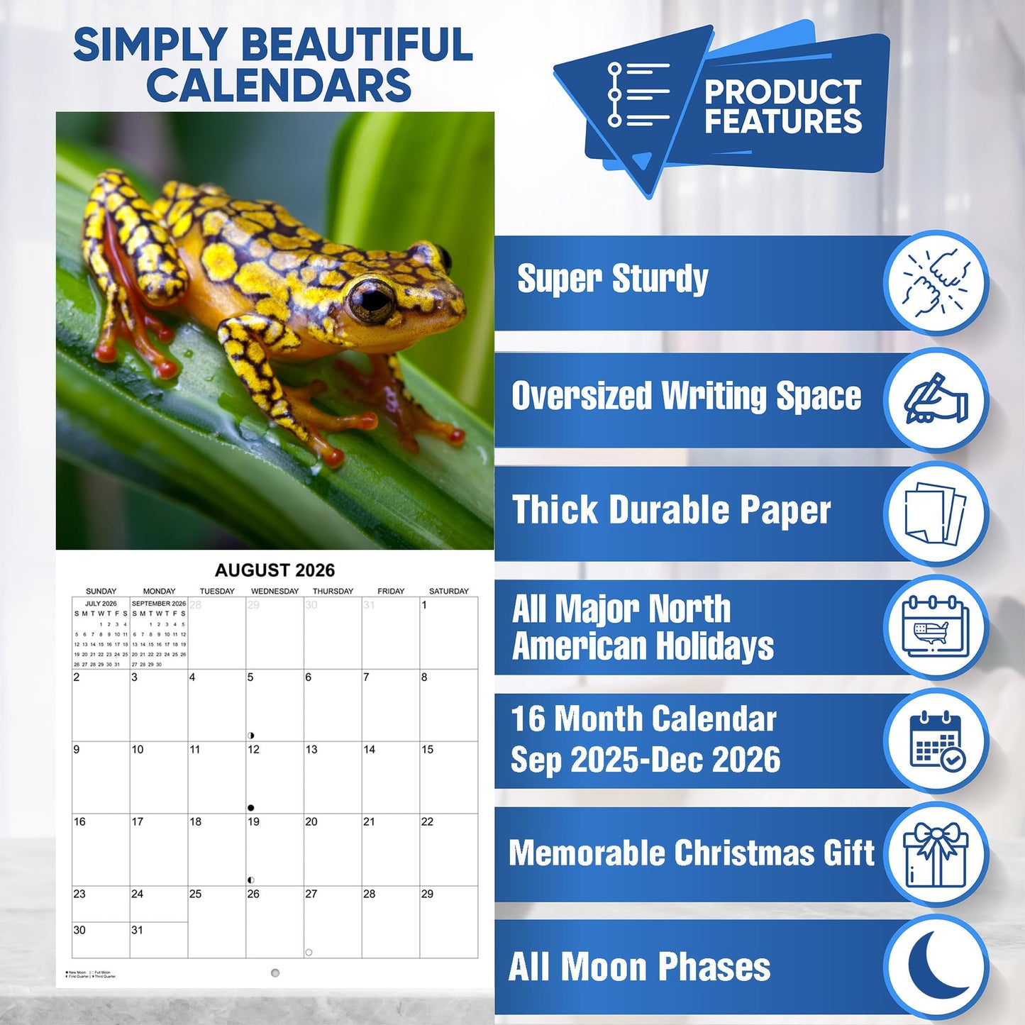 2026 Frogs Monthly Wall Calendar | 12" x 24" | Animals Calendar 2025-2026