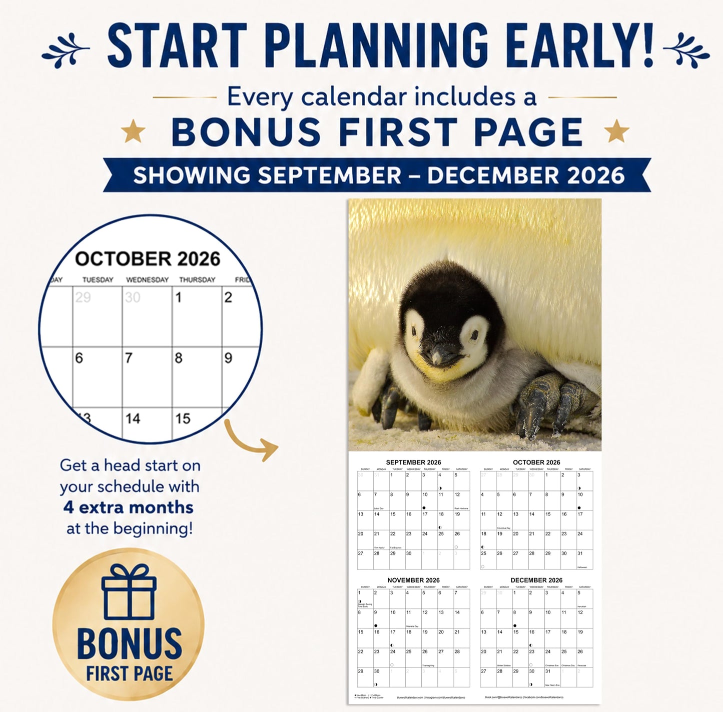 2027 Baby Animals Monthly Wall Calendar | Cute Animals Calendar 2026-2027